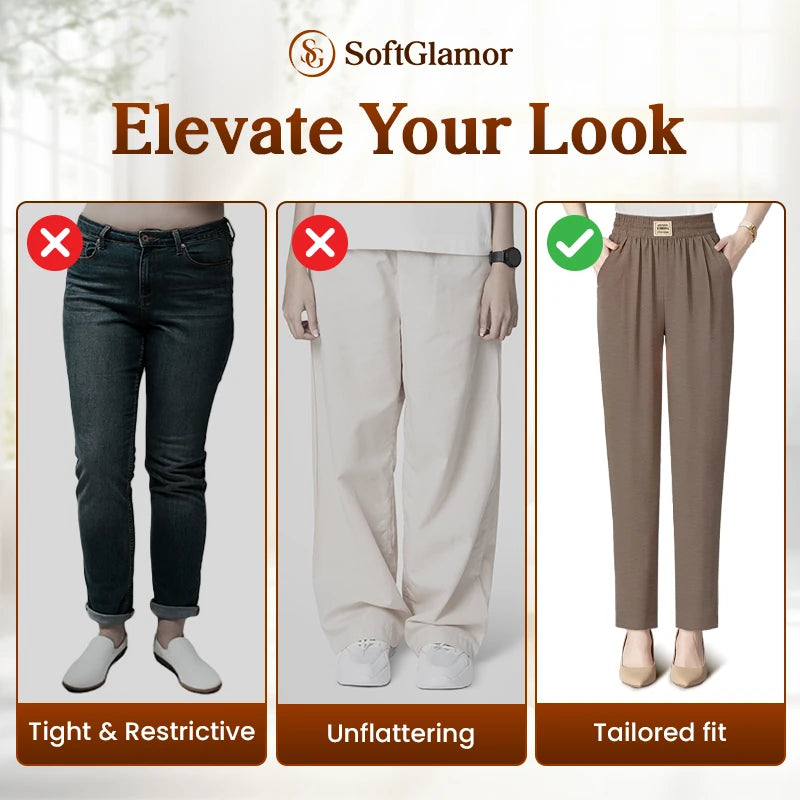 SoftGlamor - Women's Ultra Soft Perfect Drape Pull-On Pants